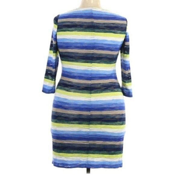 Muse Bandage Bodycon Textured Striped Watercolor Long‎ Sleeve Dress Sz 14 - Picture 8 of 11